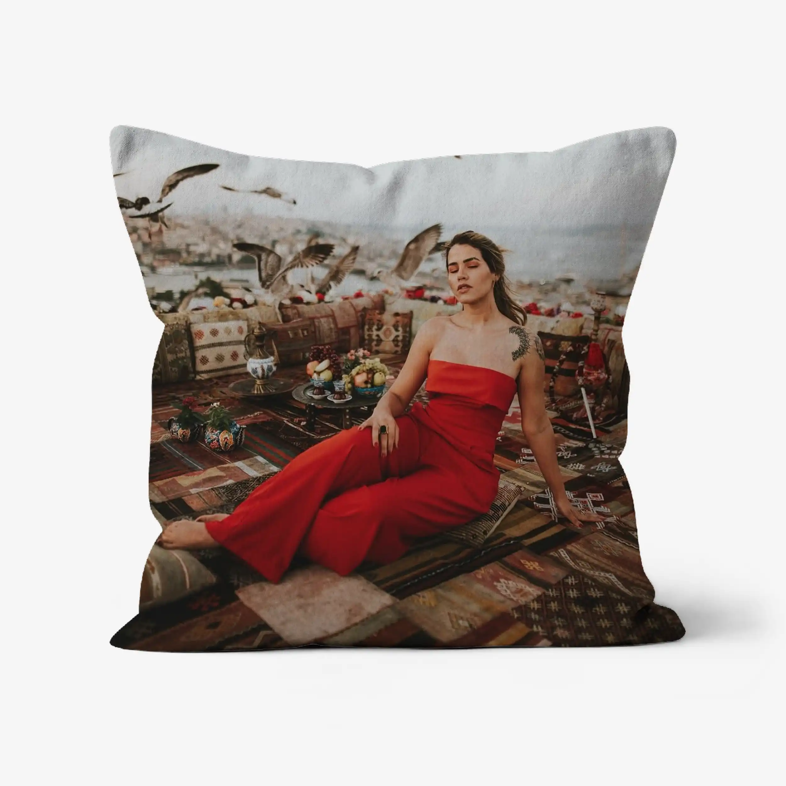 Standard Size Pillowcase - Printed face, back taupe color brushed fabric 2