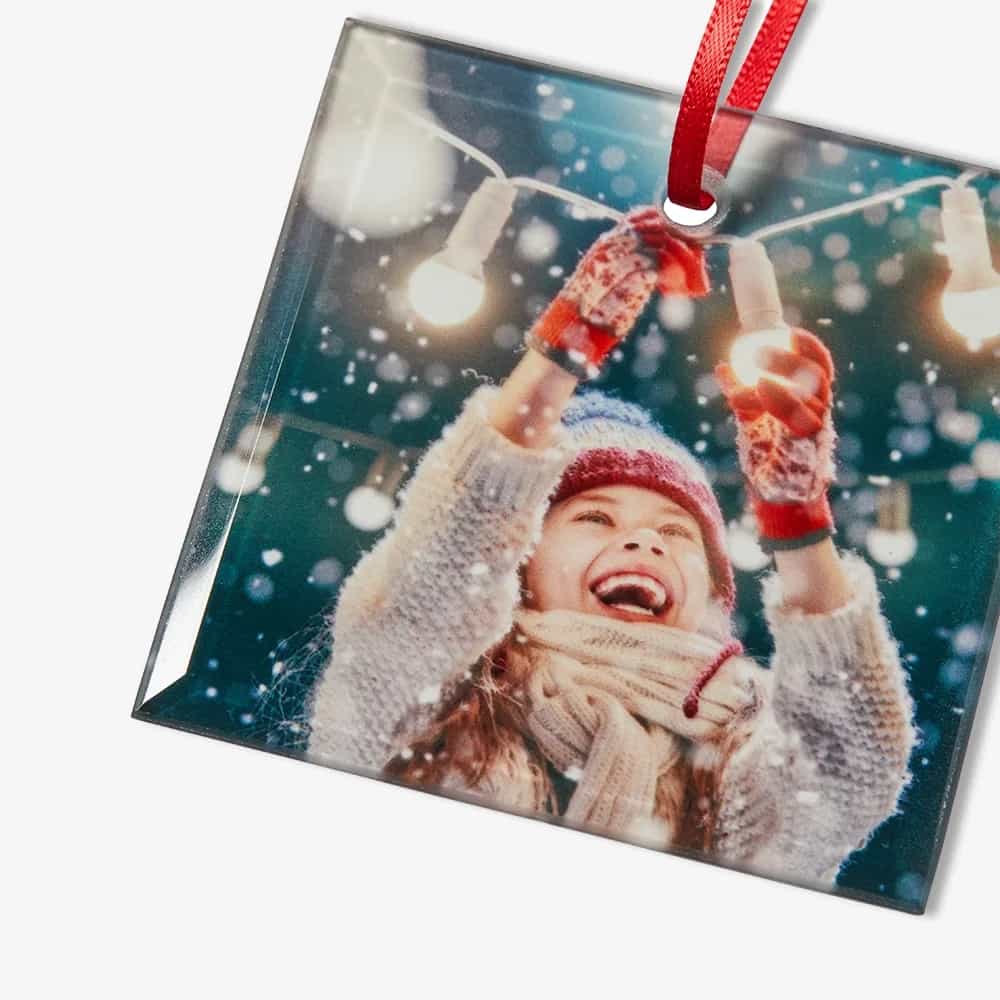 Personalised Glass Square Christmas Ornament 7x7cm / 3x3" 2