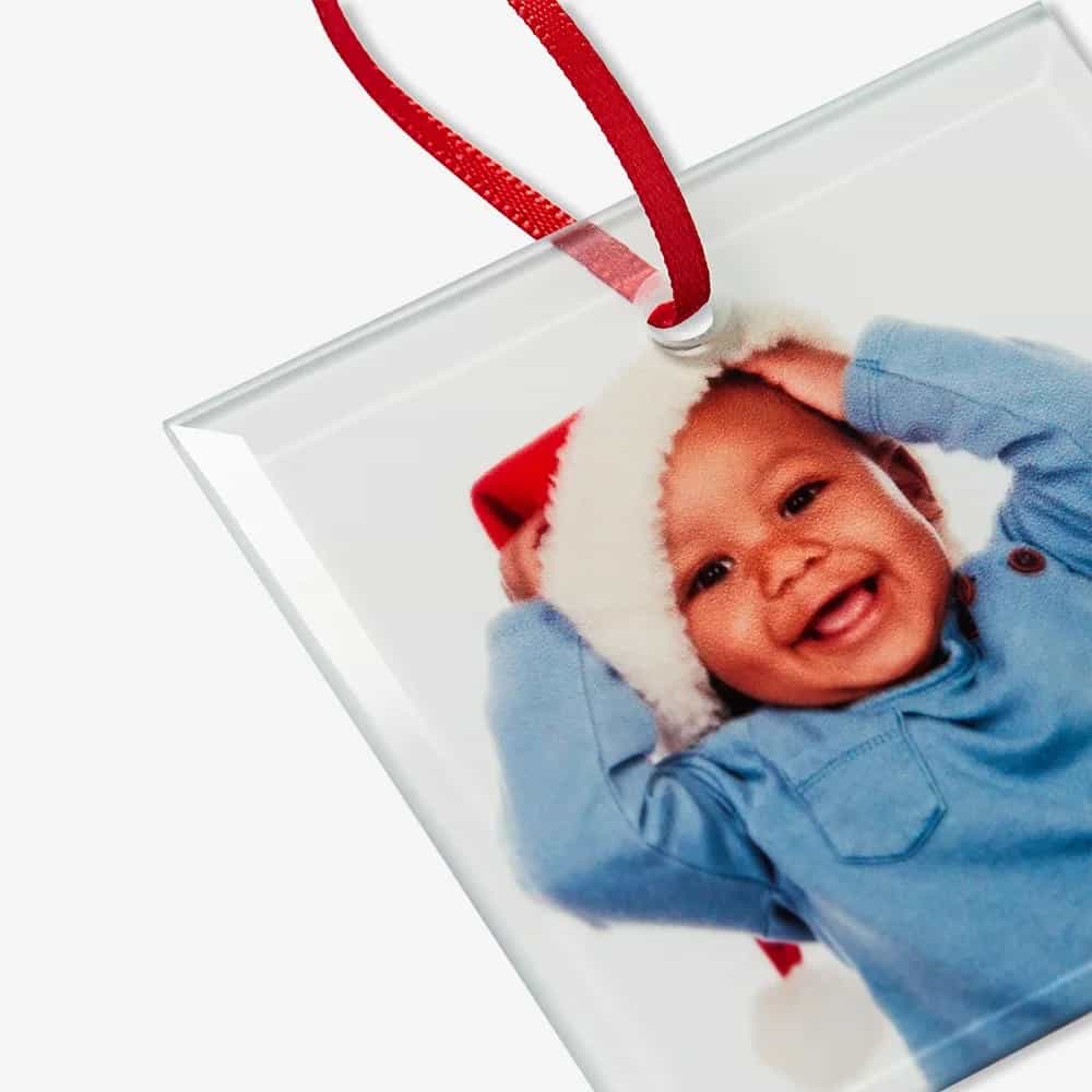 Personalised Glass Square Christmas Ornament 7x7cm / 3x3" 5