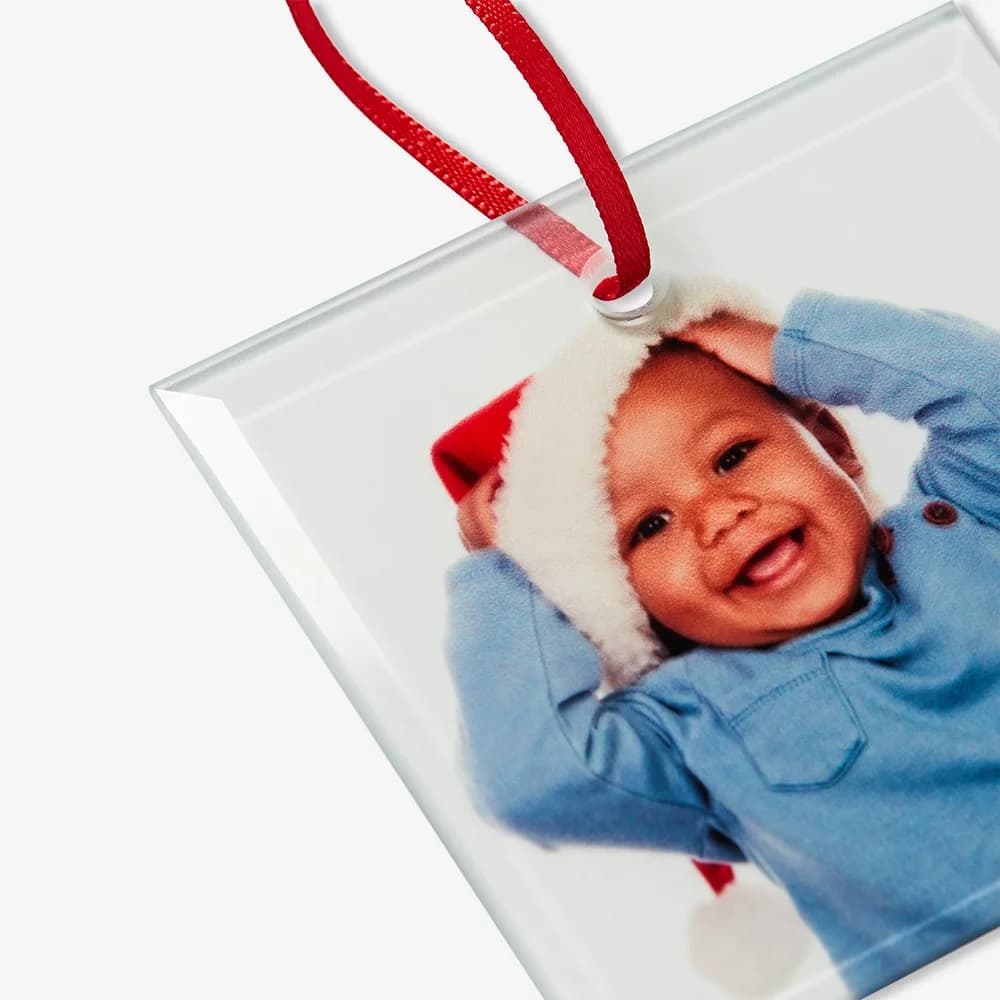 Personalised Glass Square Christmas Ornament 7x7cm / 3x3" - Photo 5