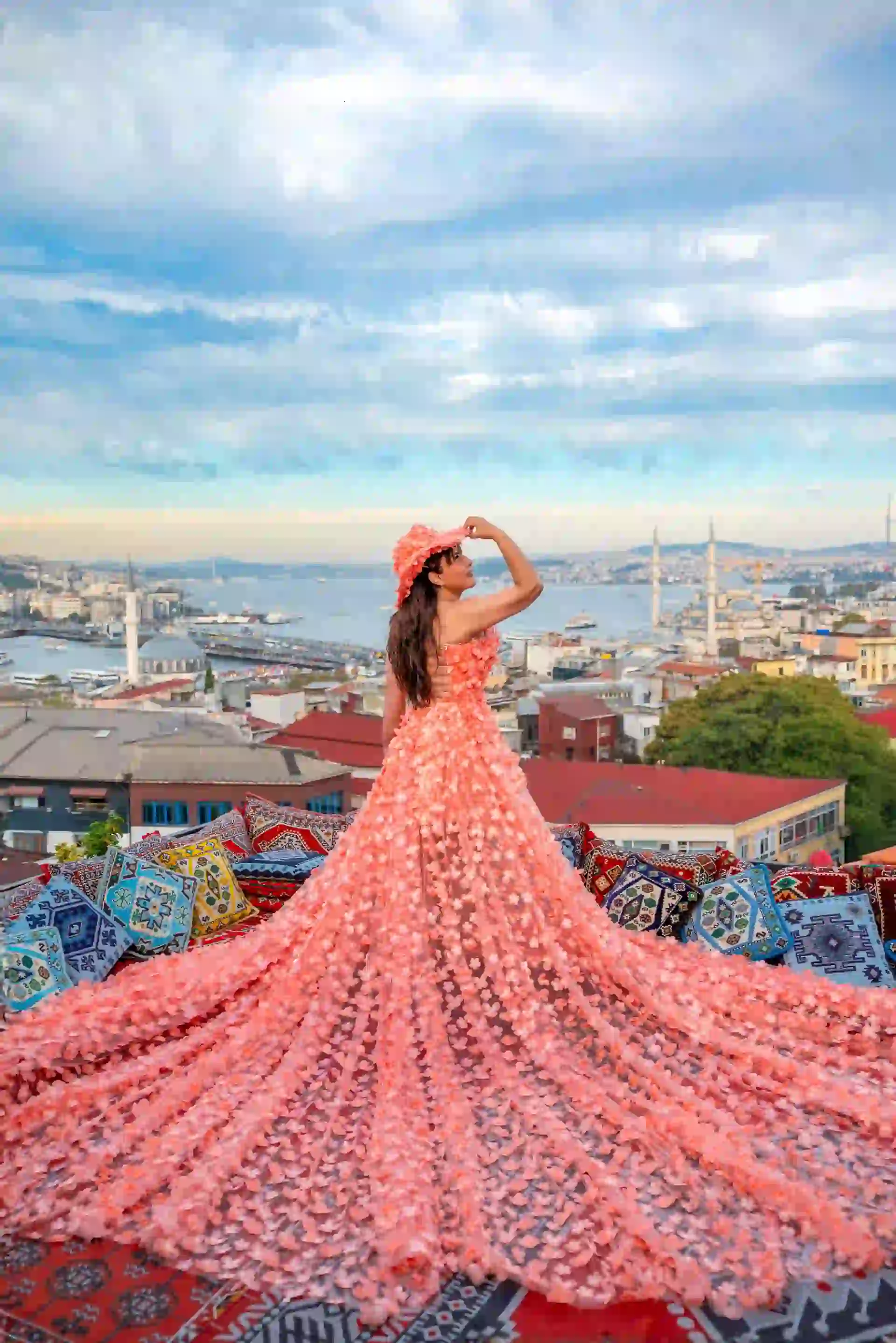 Istanbul Flying Dress Rooftop Photoshoot