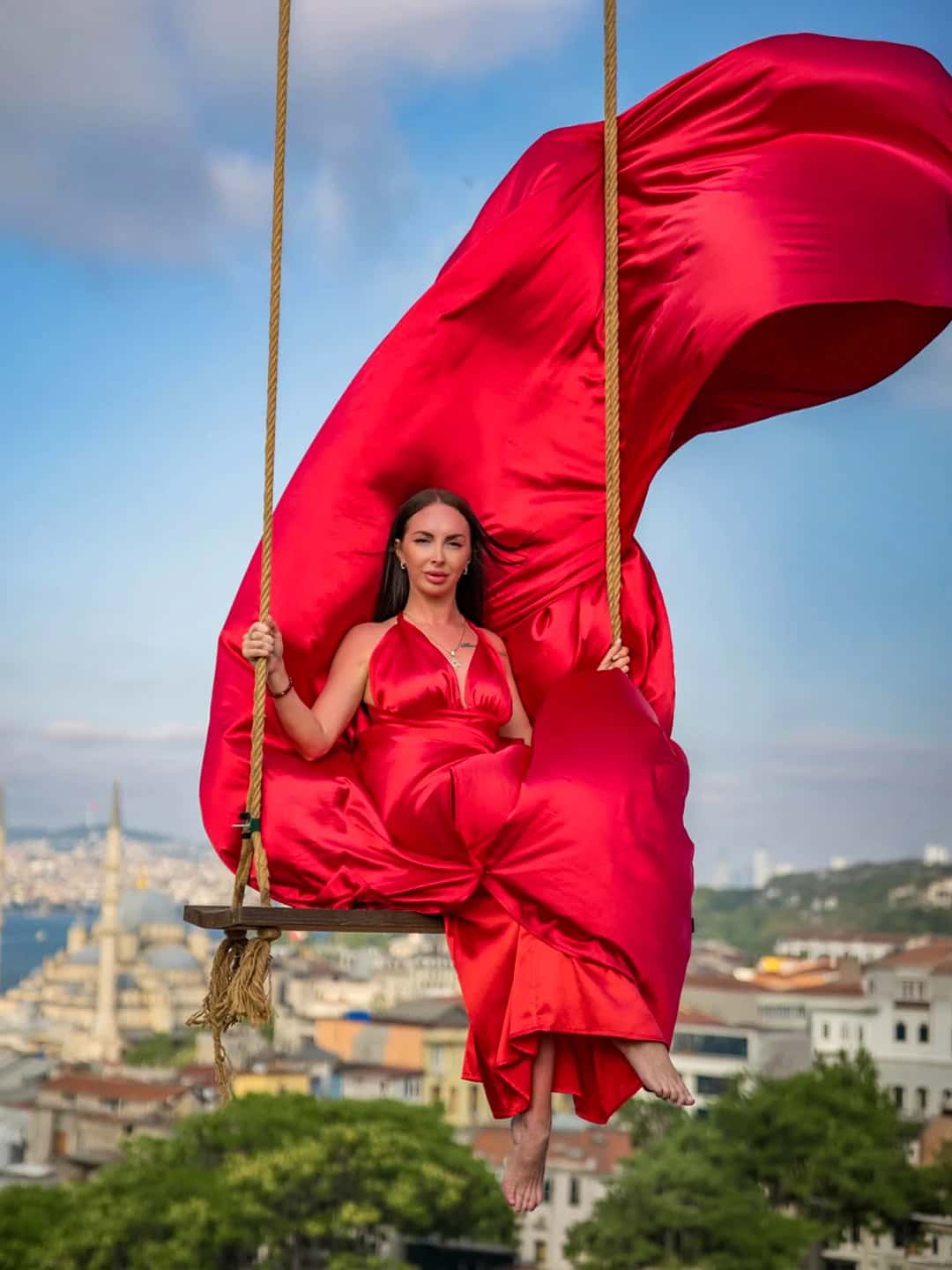 Istanbul Rooftop Flying Dress & Swing Photoshoot